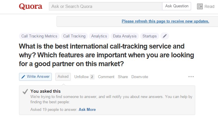 Как с помощью Quora узнать, что ждут от call tracking