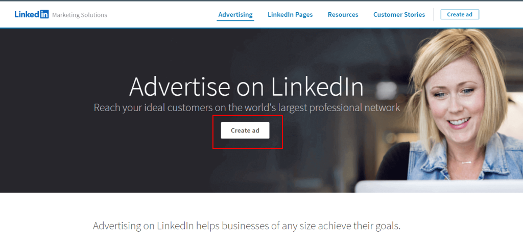 Start page LinkedIn Ads