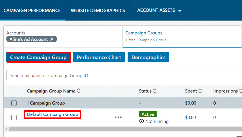 Default campaign group