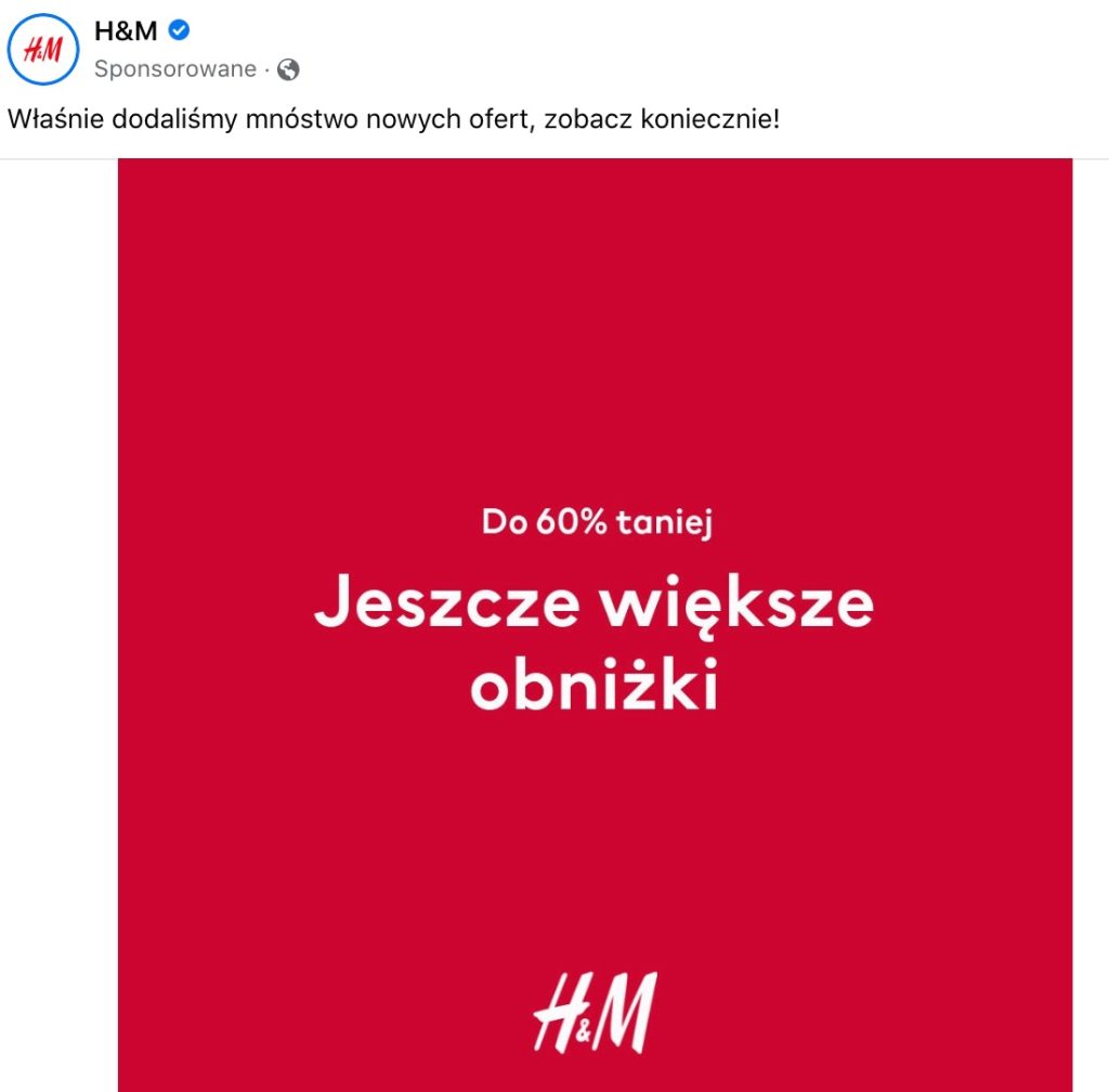 Jak prowadzić kampanie na Facebooku, H&M Polska