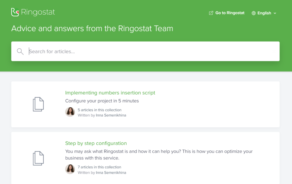 10 features of Ringostat tech support, knowledge base