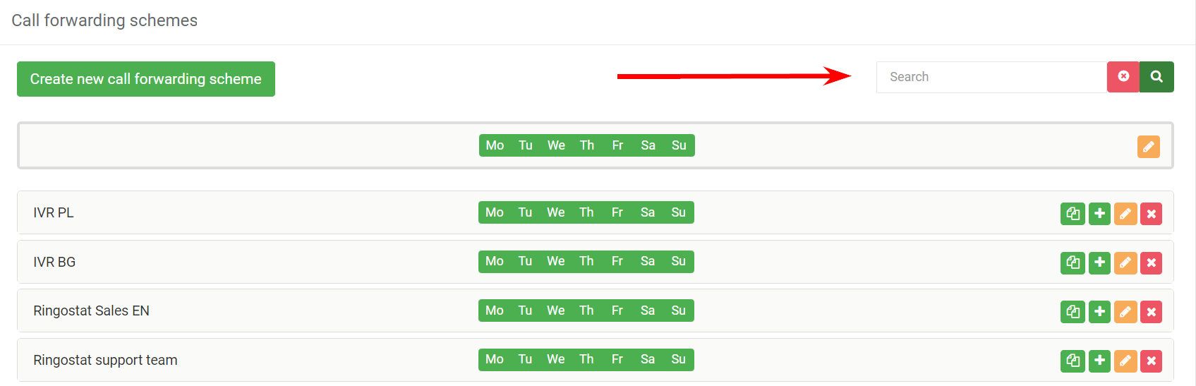 updates, Search in forwarding schemes