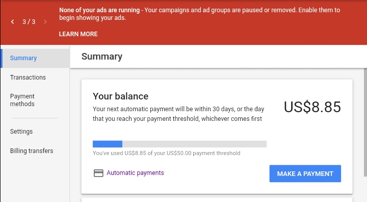 Google Ads, The problem in payment processing