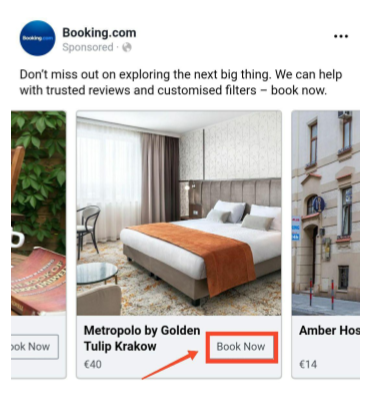 Examples of Call to Action buttons in Facebook Ads