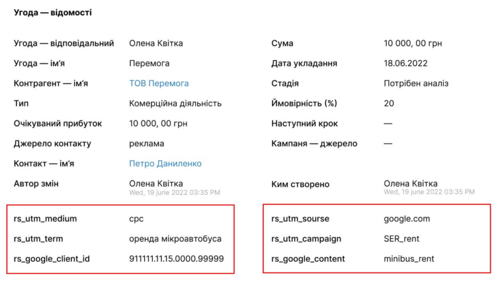 інтеграції Ringostat і CRM, дані про джерело дзвінків