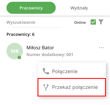 Ringostat Smart Phone, transfer połączeń