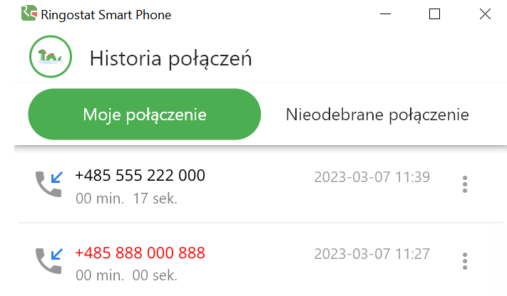 Ringostat Smart Phone, historia połączeń 2