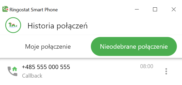 Ringostat Smart Phone, historia połączeń