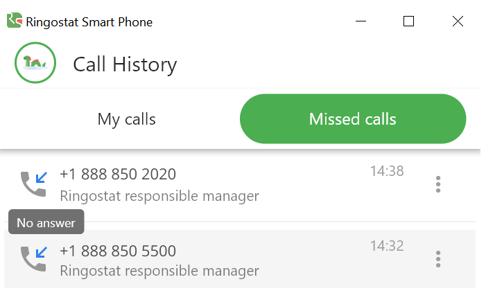 Call history in Ringostat Smart Phone