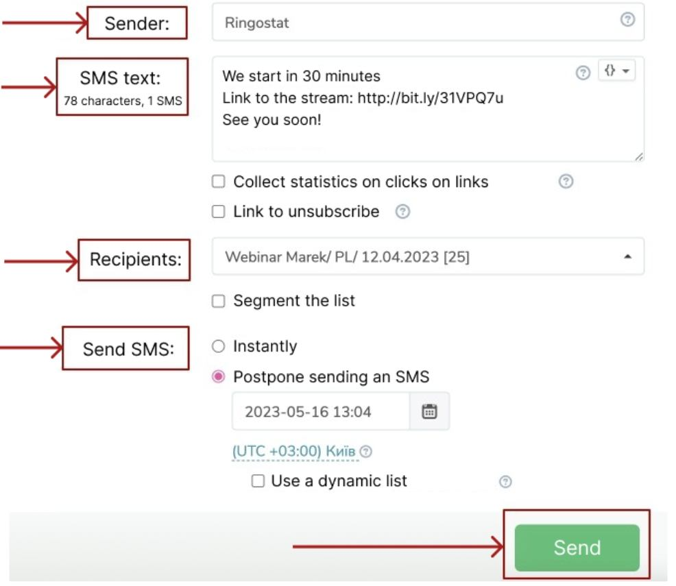 organizacja udanego webinaru, wiadomości SMS