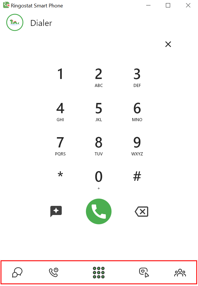 Ringostat Smart Phone, нижня панель додатку