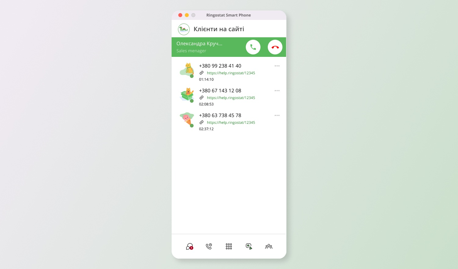 кейс, Ringostat Smart Phone, клієнти на сайті