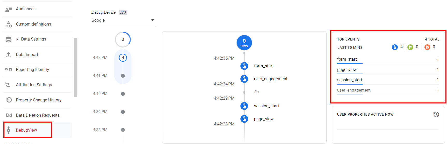 DebugView в Google Analytics 4