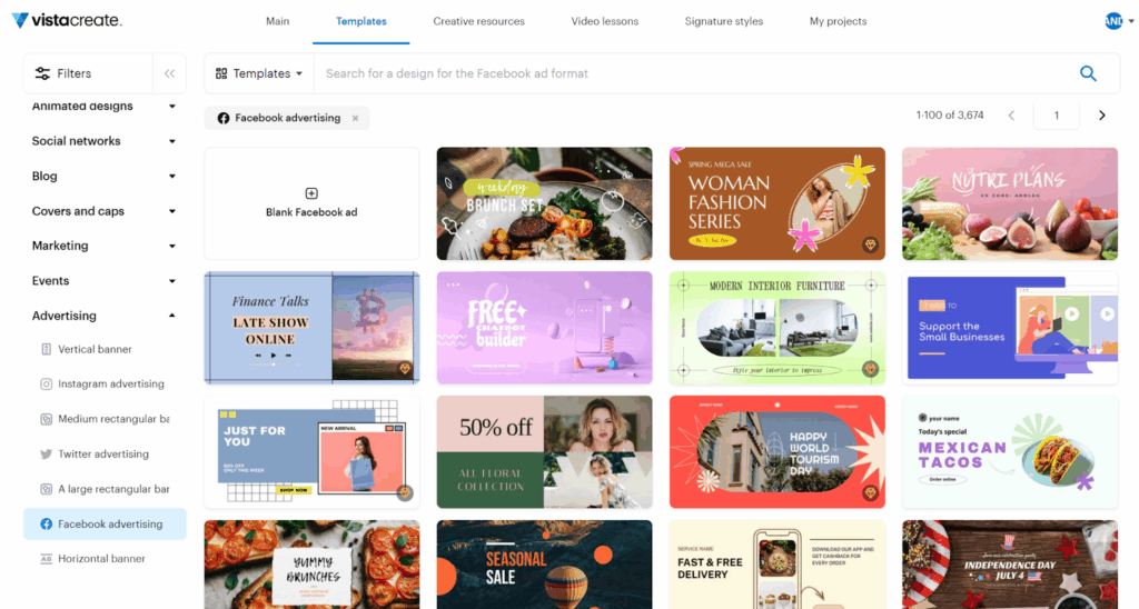 креативы для рекламы с помощью искусственного интеллекта, vista create 2