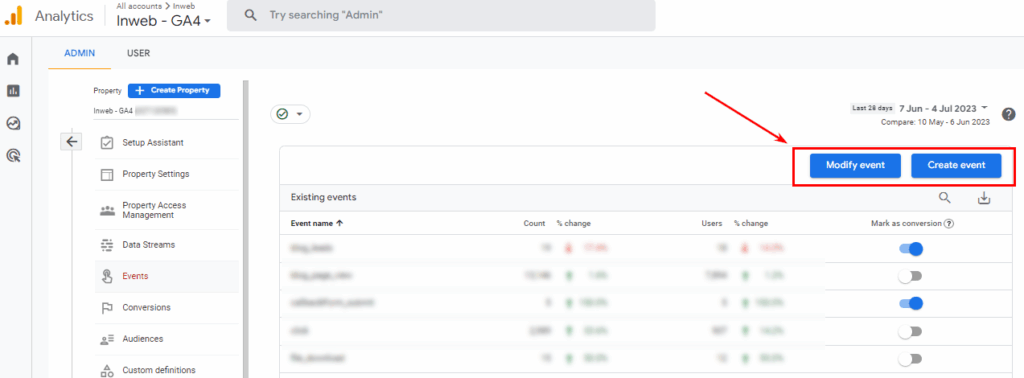 Інтерфейс Google Analytics 4 у вкладці Конфігурація