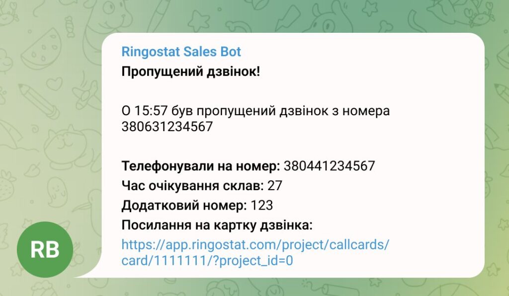 кейс, повідомлення про пропущений виклик
