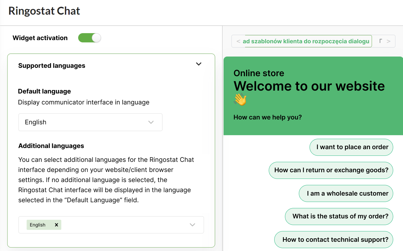 live chats, setting up chats from Ringostat