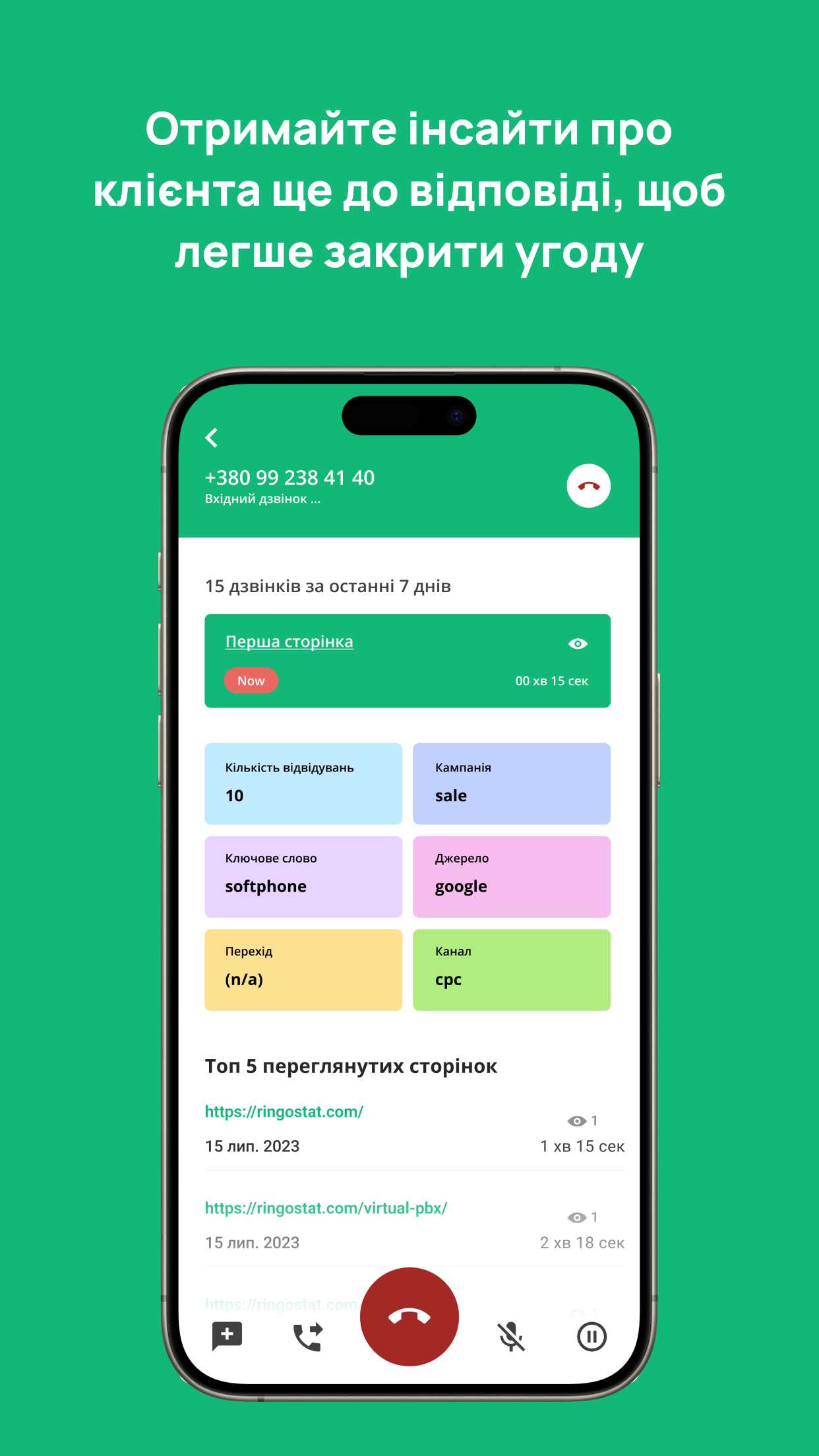 Ringostat Smart Phone, інсайти про клієнта