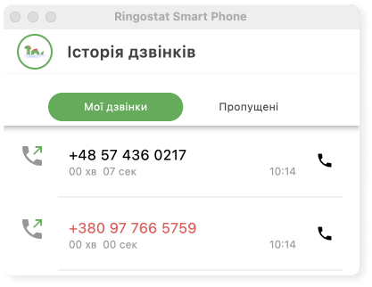 Ringostat Smart Phone, як розрізнити пропущені виклики
