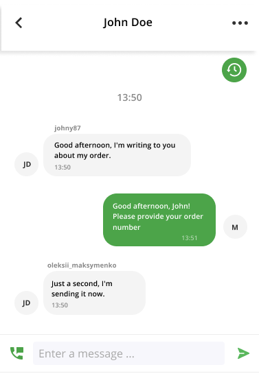 Ringostat Smart Phone, call to the client from the messenger