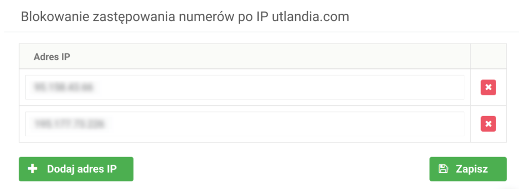 wzrost liczby połączeń, Ringostat, wyjątek dla adresów IP, blokowanie zastępowania numerów
