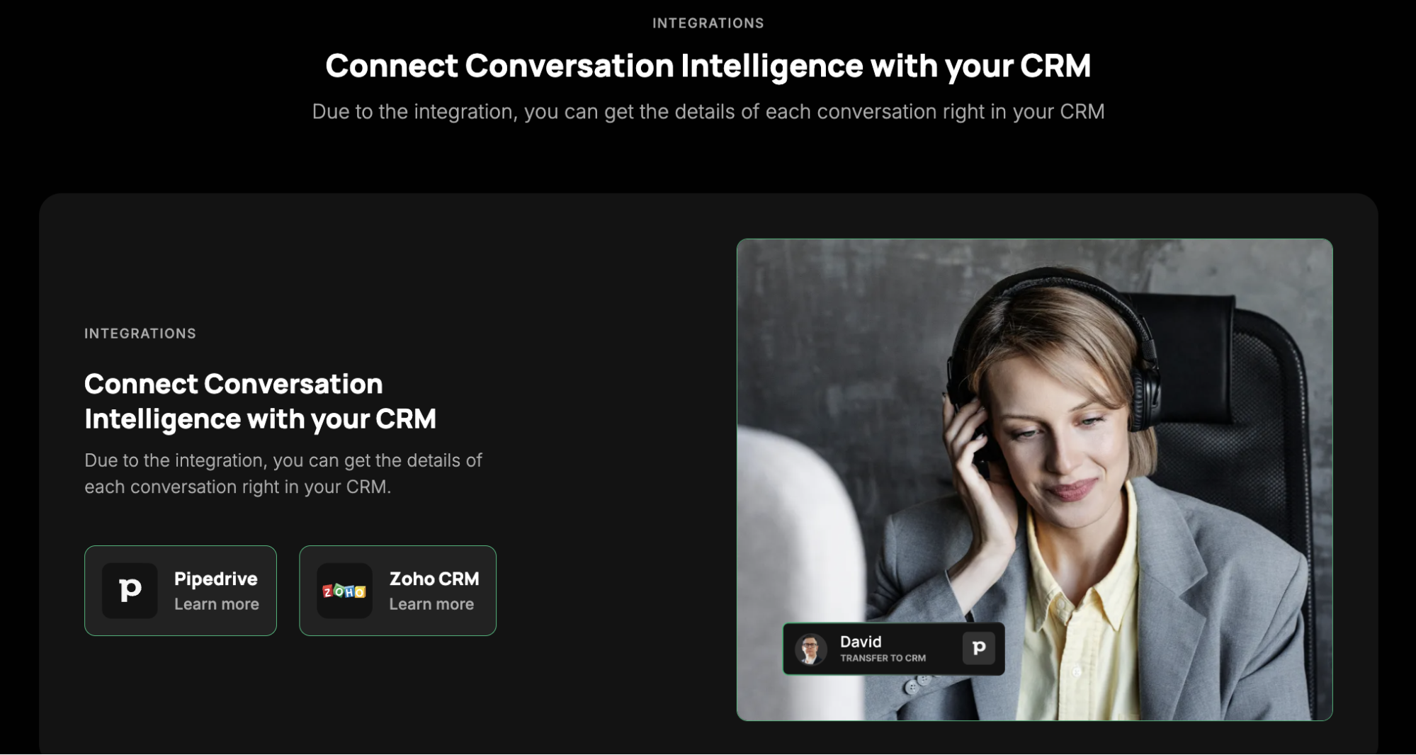 Missed Calls, history of communication, conversation recordings, notes from Ringostat AI