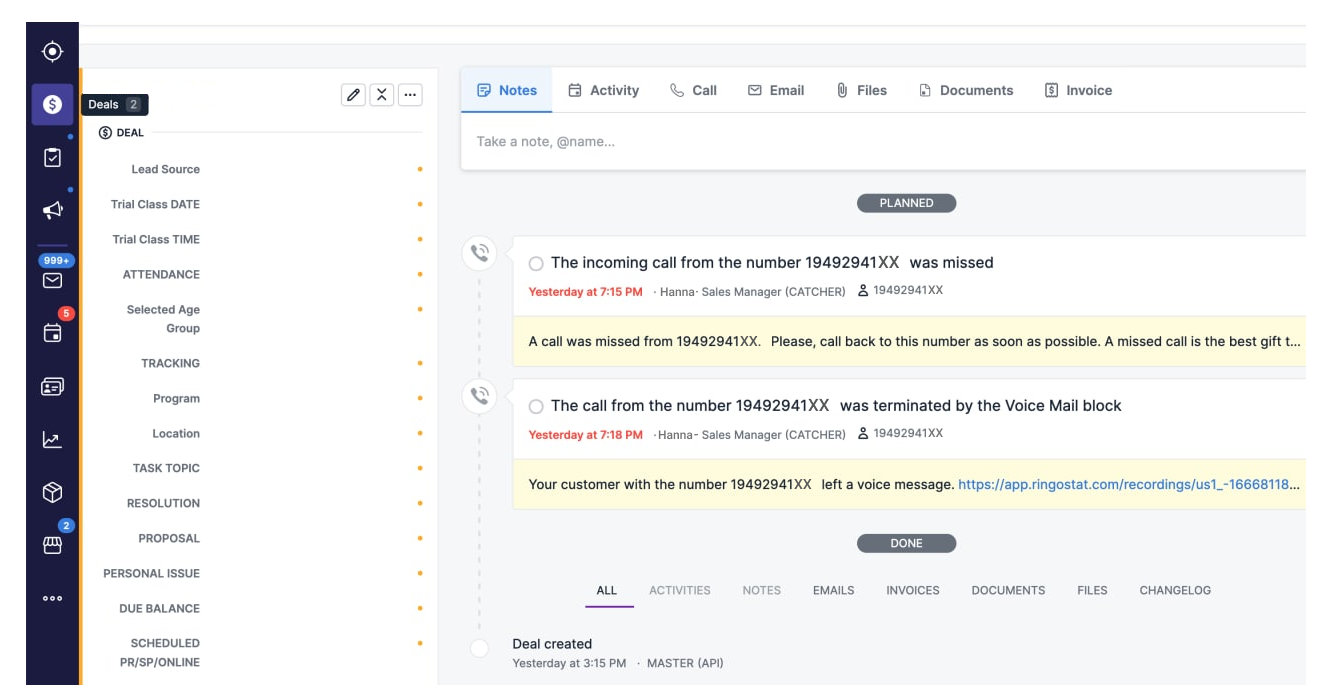 call data automatically added to CRM, conversation recording