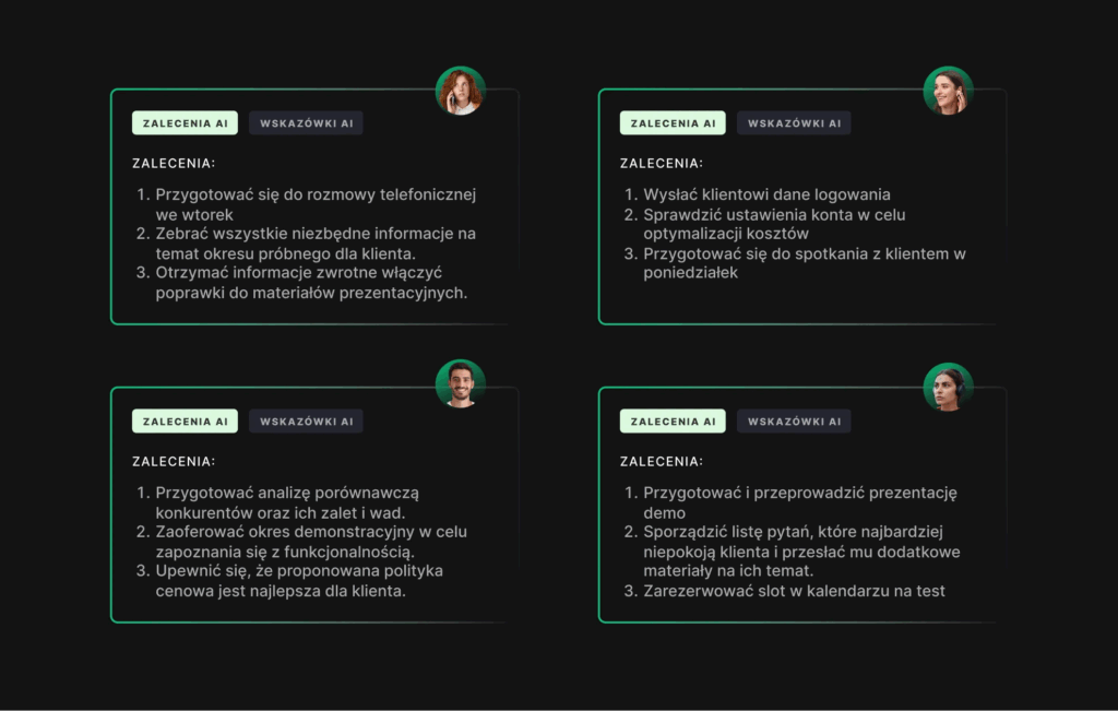 Przykład rekomendacji od AI, customer lifetime value