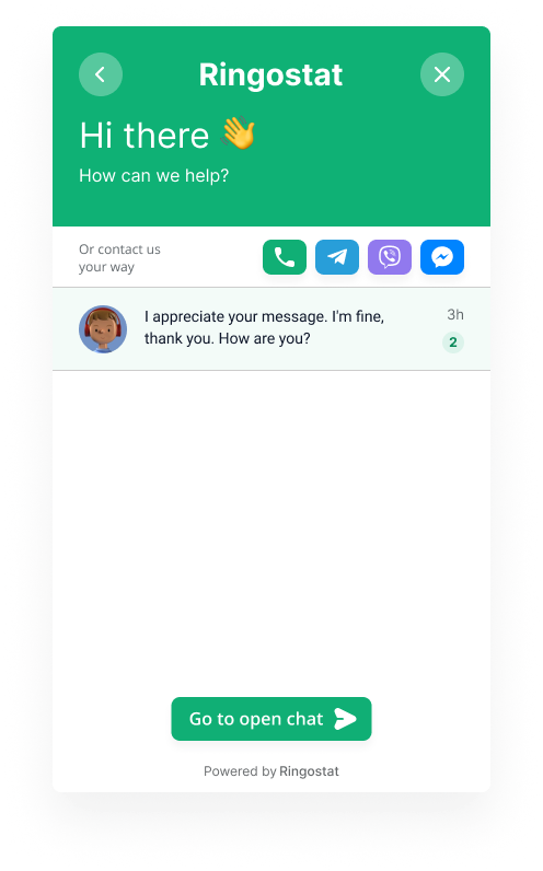 Conversation saving in chat, previous chat dialogs, chat from Ringostat