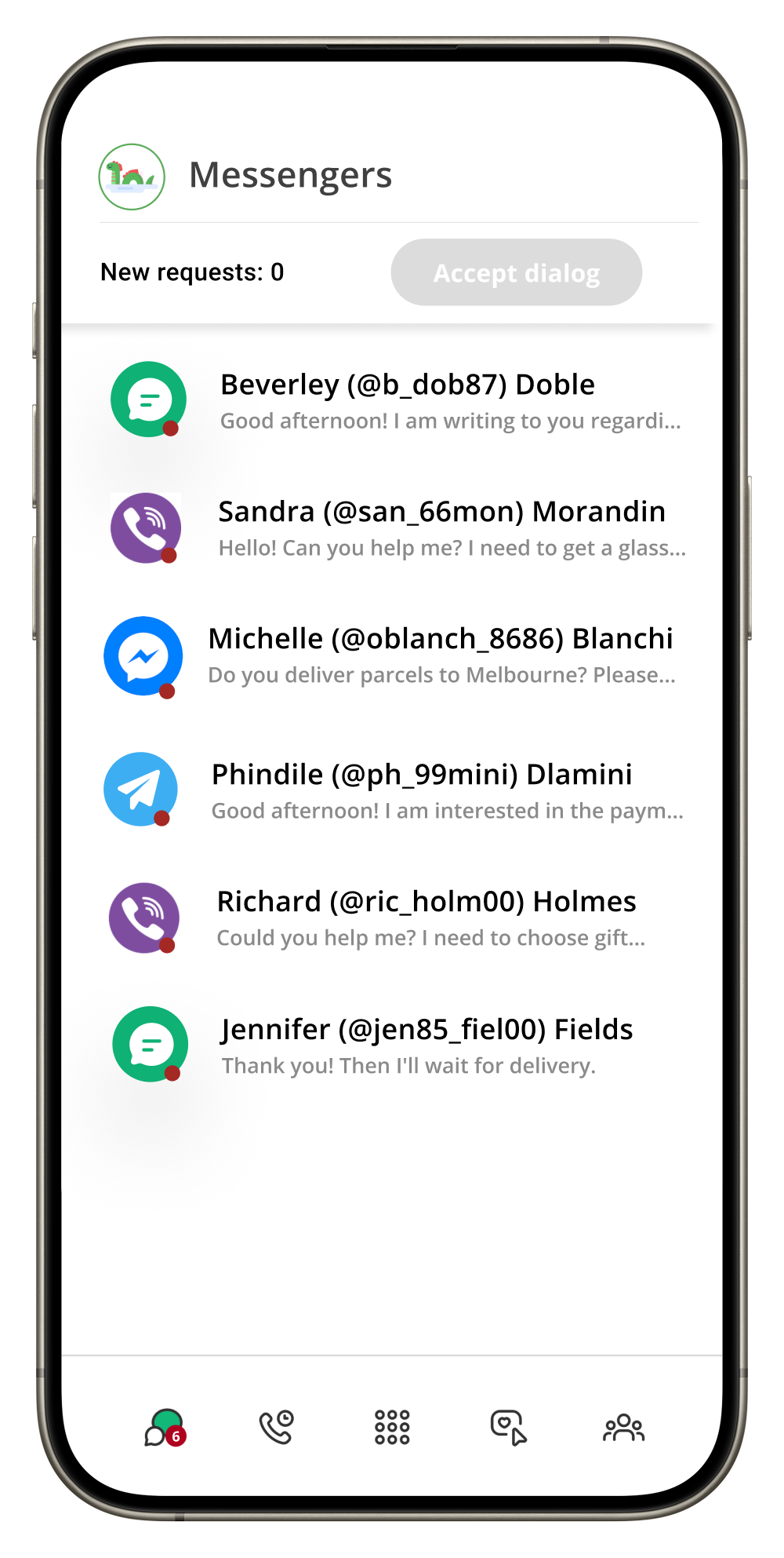 Ringostat Smart Phone interface, chat from Ringostat, Dialogs from different messengers in one interface, Ringostat Chat, Ringostat Smart Phone, chat from Ringostat