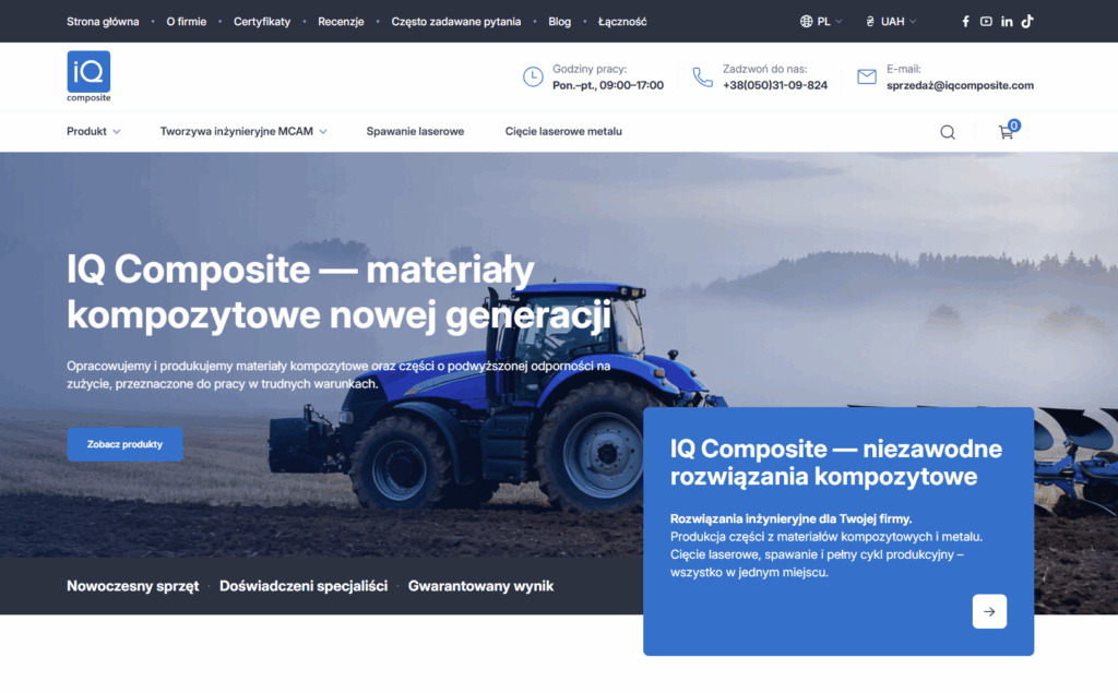 Strona internetowa IQ Composite