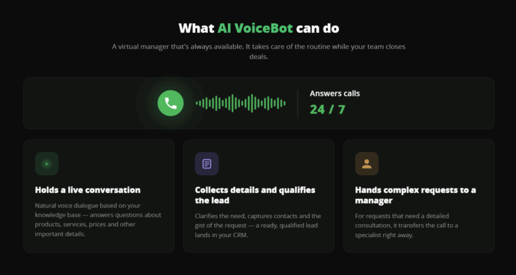 AI VoiceBot features