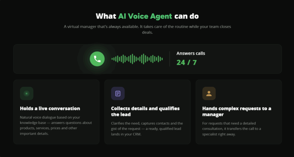 AI Voice Agent features