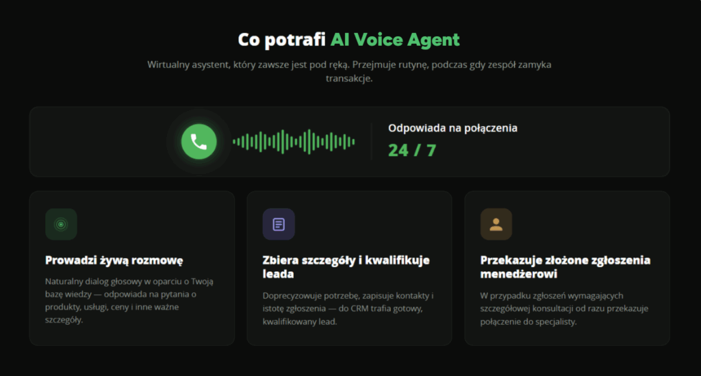 Możliwości AI Voice Agent
