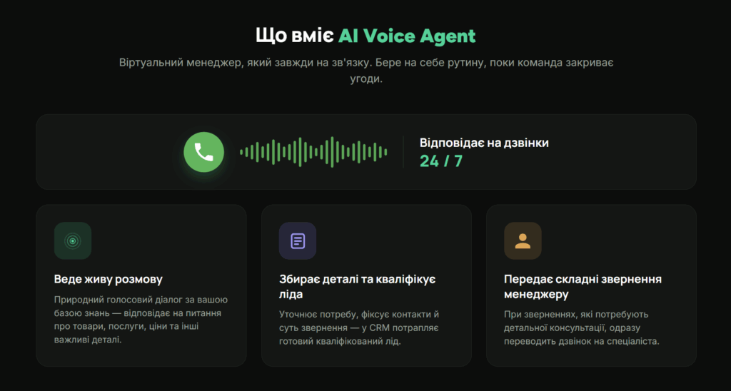 Можливості AI Voice Agent