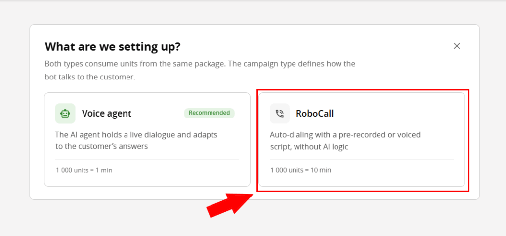 RoboCall campaign type