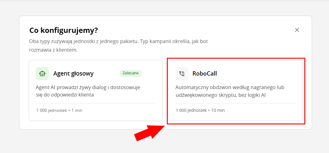 Typ kampanii RoboCall