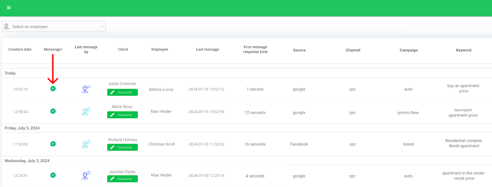 Telephony, CRM, Ringostat Chat